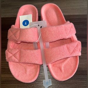 Coral orange platform slide sandals